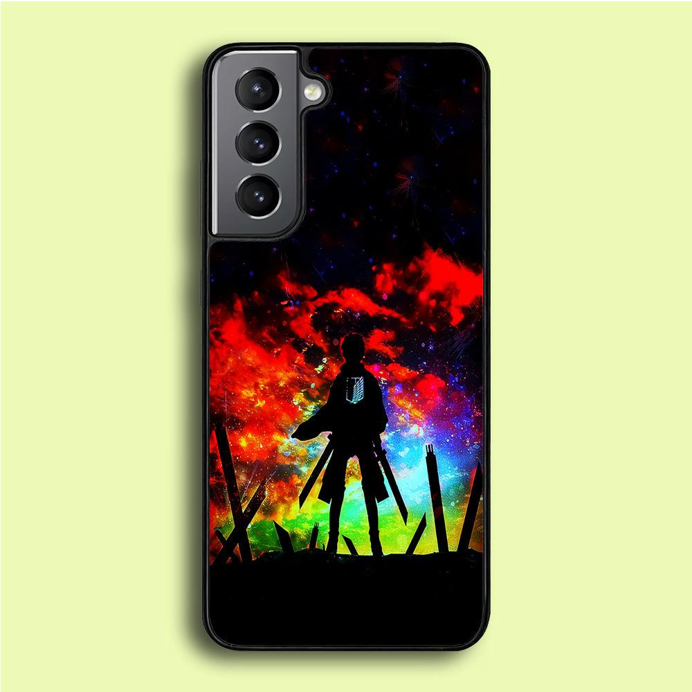 Eren Silhouette Shingeki No Kyojin Samsung Galaxy S21 Plus Case-Plastic / Full Wrap (3D Case)-Xtracase