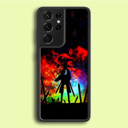 Eren Silhouette Shingeki No Kyojin Samsung Galaxy S21 Ultra Case-Plastic / Full Wrap (3D Case)-Xtracase