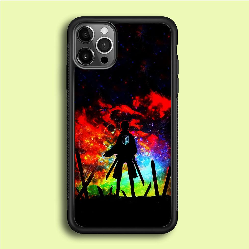 Eren Silhouette Shingeki No Kyojin iPhone 12 Pro Max Case-Rubber / Black (2D Case)-Xtracase