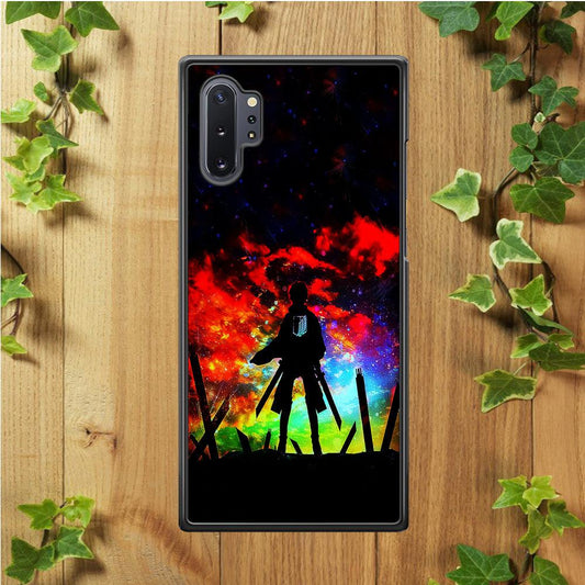 Eren Silhouette Shingeki No Kyojin Samsung Galaxy Note 10 Plus Case-Rubber / Black (2D Case)-Xtracase