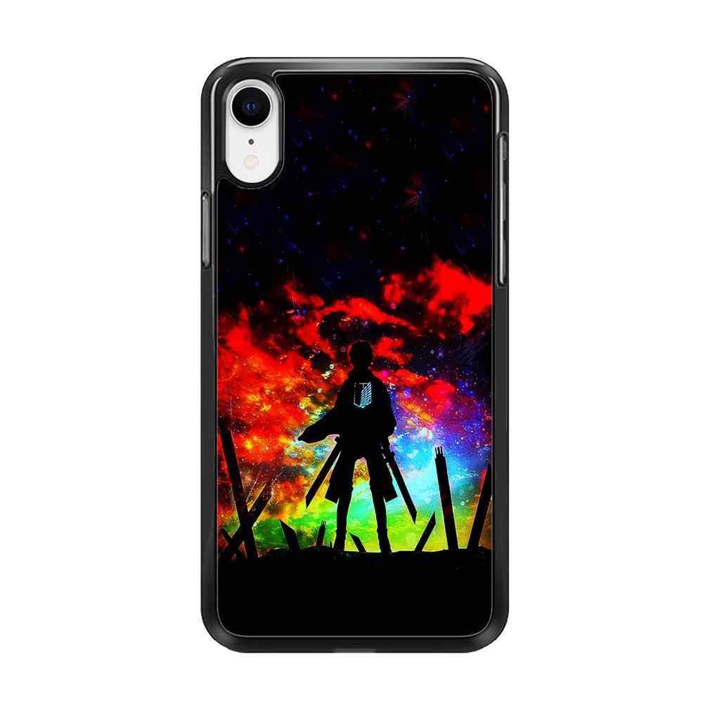 Eren Silhouette Shingeki No Kyojin iPhone XR Case-Rubber / Black (2D Case)-Xtracase