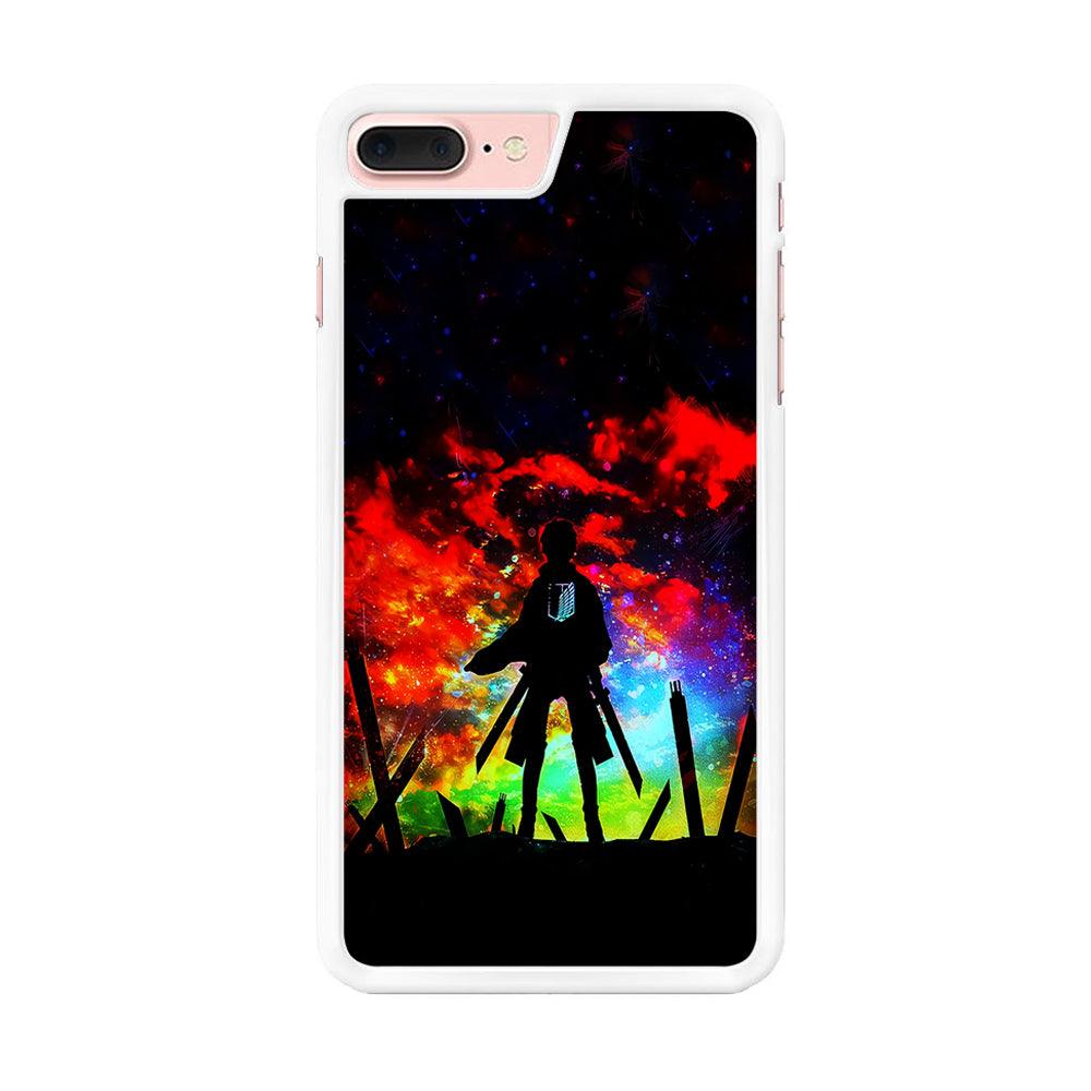 Eren Silhouette Shingeki No Kyojin iPhone 8 Plus Case-Rubber / White (2D Case)-Xtracase