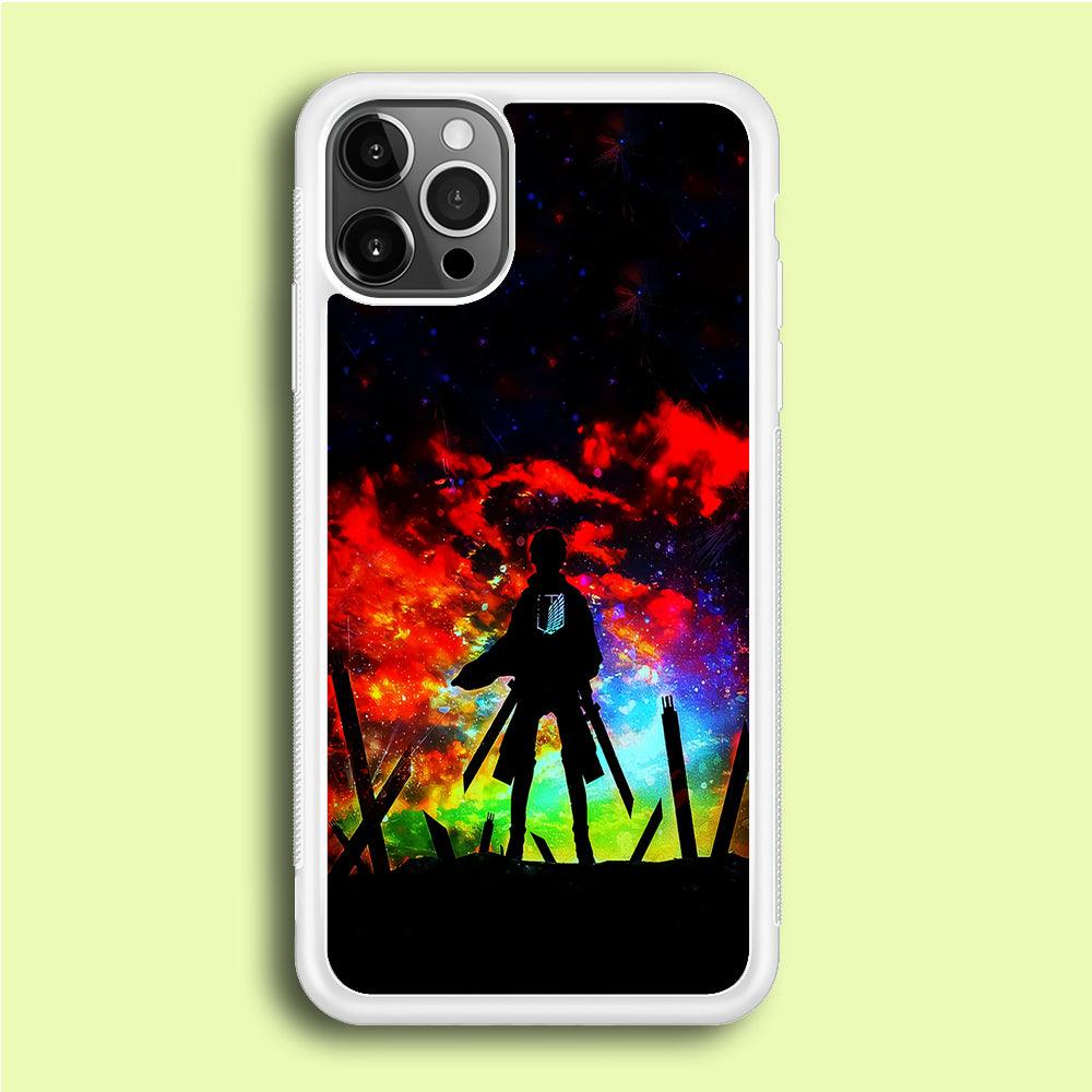 Eren Silhouette Shingeki No Kyojin iPhone 12 Pro Case-Rubber / White (2D Case)-Xtracase