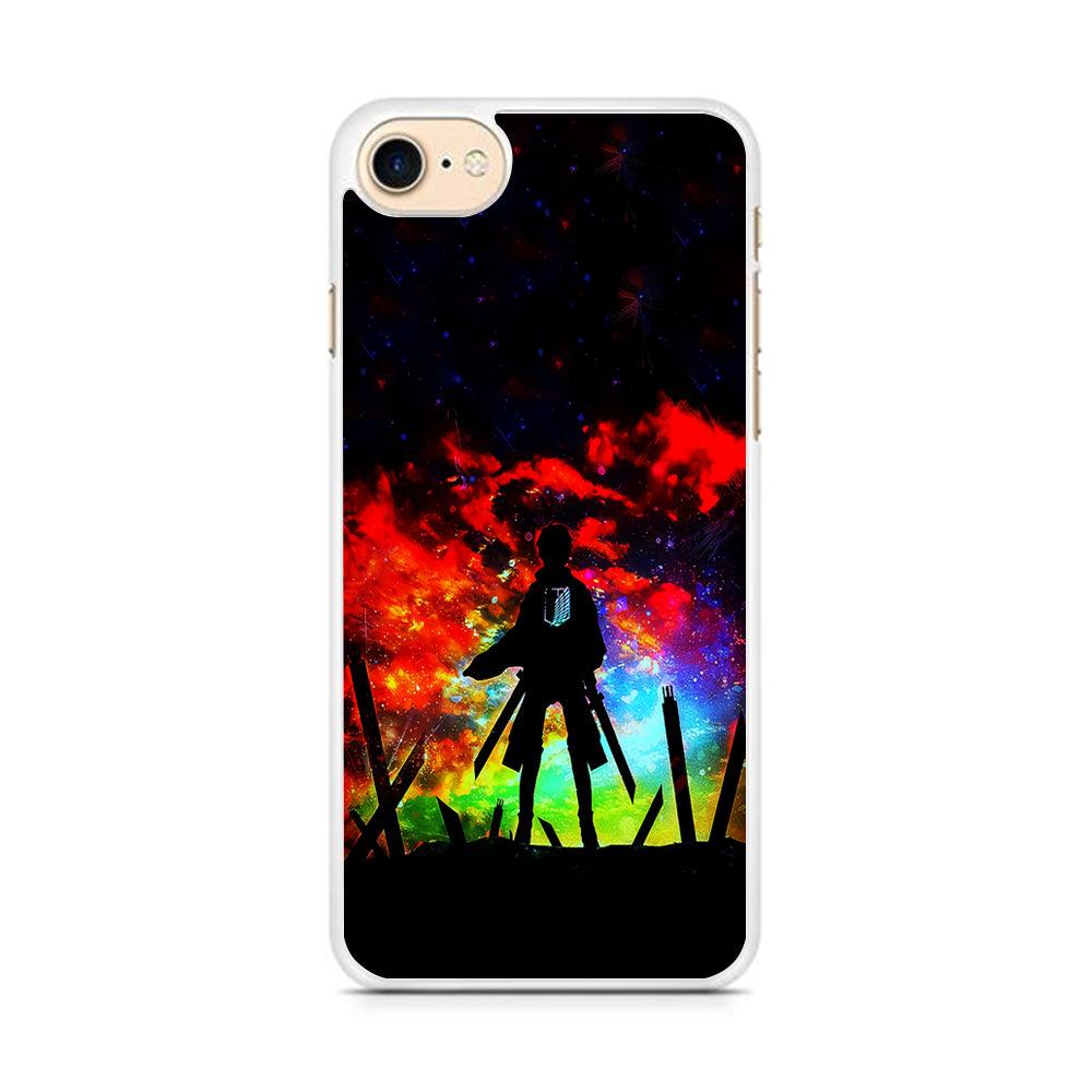 Eren Silhouette Shingeki No Kyojin iPhone 7 Case-Rubber / White (2D Case)-Xtracase