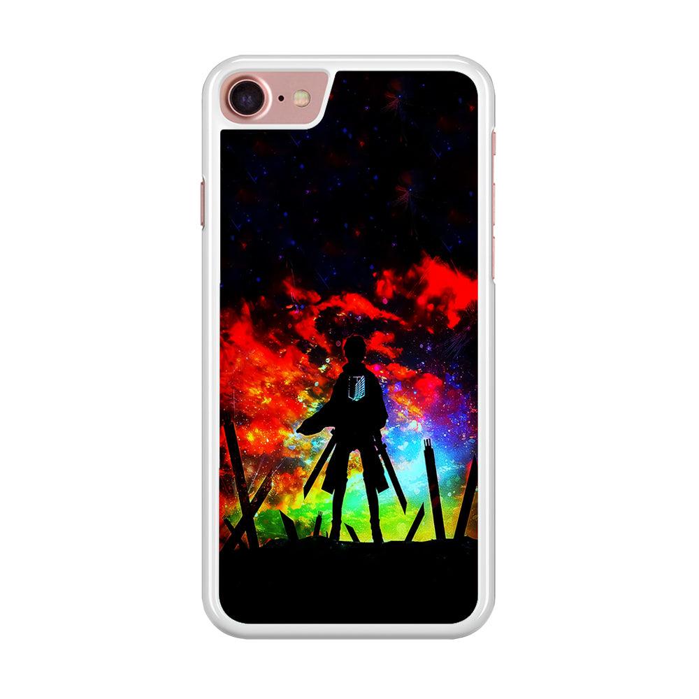Eren Silhouette Shingeki No Kyojin iPhone SE 2020 Case-Rubber / White (2D Case)-Xtracase
