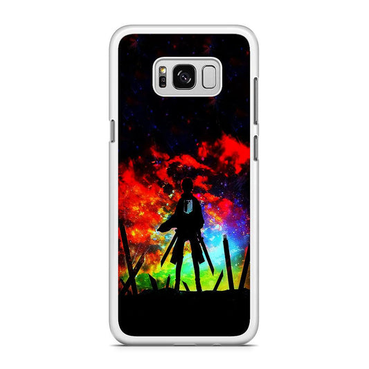 Eren Silhouette Shingeki No Kyojin Samsung Galaxy S8 Case-Rubber / White (2D Case)-Xtracase