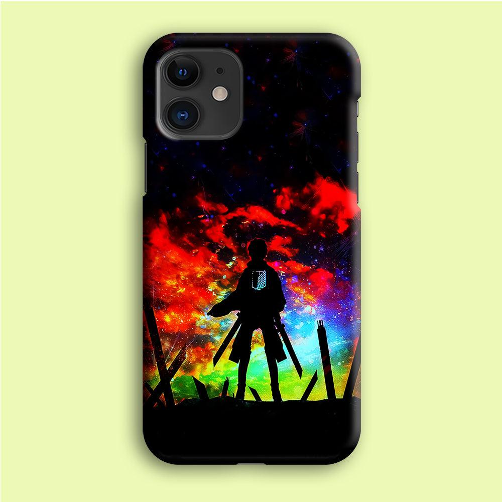Eren Silhouette Shingeki No Kyojin iPhone 12 Case-Plastic / Full Wrap (3D Case)-Xtracase