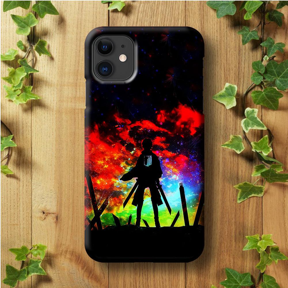 Eren Silhouette Shingeki No Kyojin iPhone 11 Case-Plastic / Full Wrap (3D Case)-Xtracase