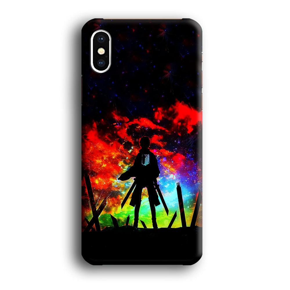 Eren Silhouette Shingeki No Kyojin iPhone Xs Max Case-Plastic / Full Wrap (3D Case)-Xtracase