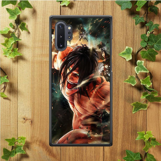 Eren and Survey Corps Team Samsung Galaxy Note 10 Plus Case-Rubber / White (2D Case)-Xtracase