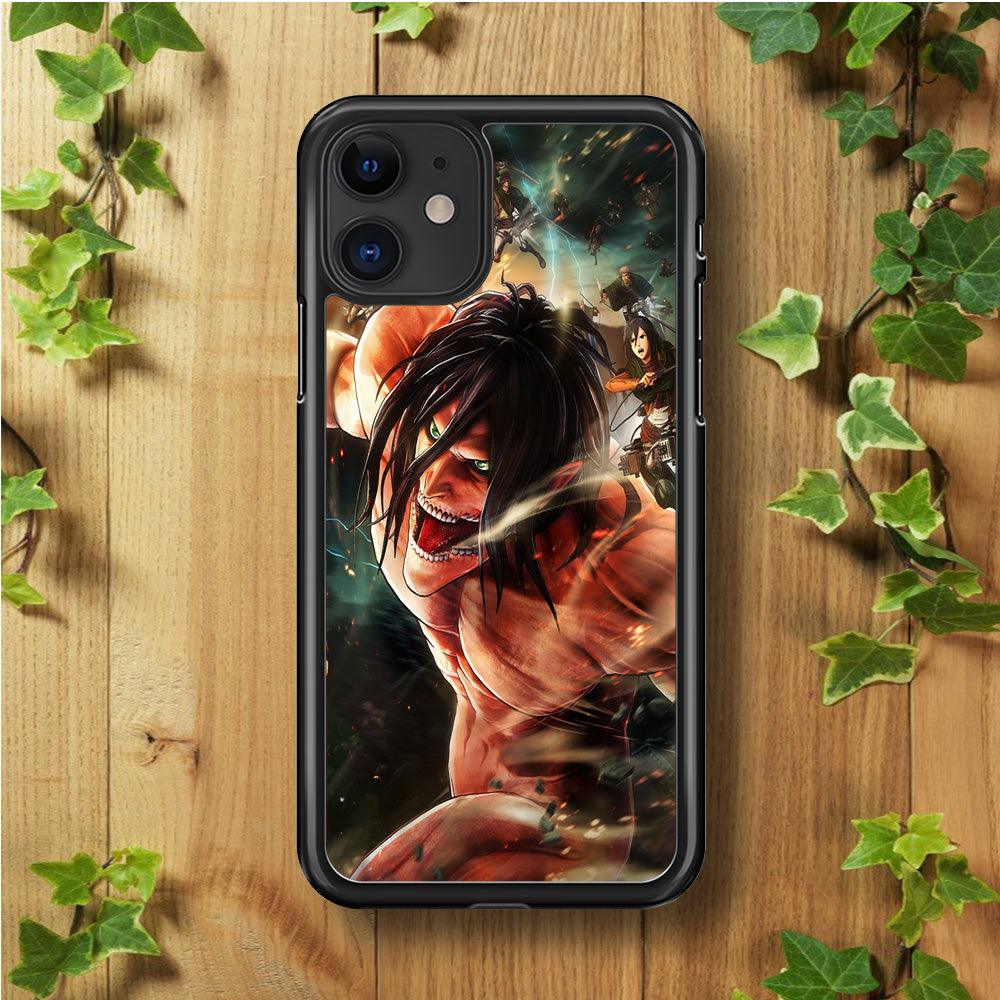 Eren and Survey Corps Team iPhone 11 Case-Rubber / Black (2D Case)-Xtracase