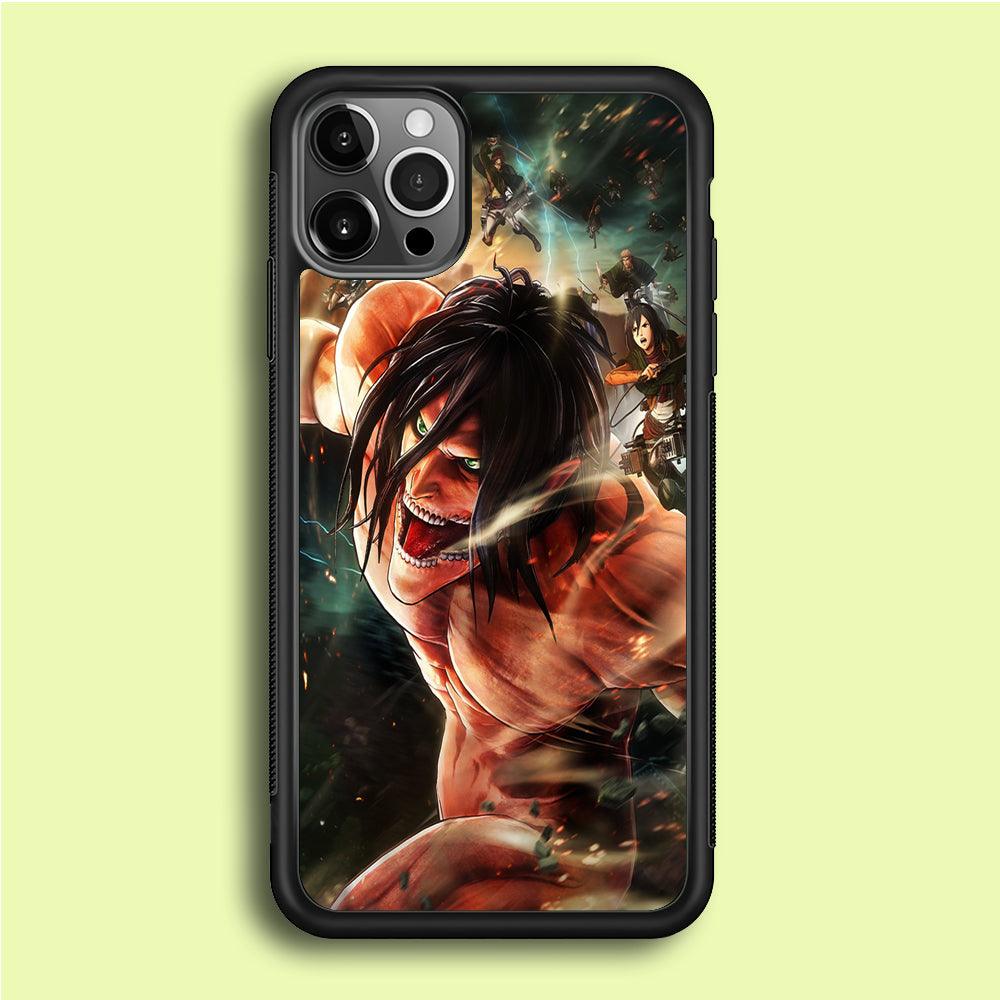 Eren and Survey Corps Team iPhone 12 Pro Case-Rubber / Black (2D Case)-Xtracase