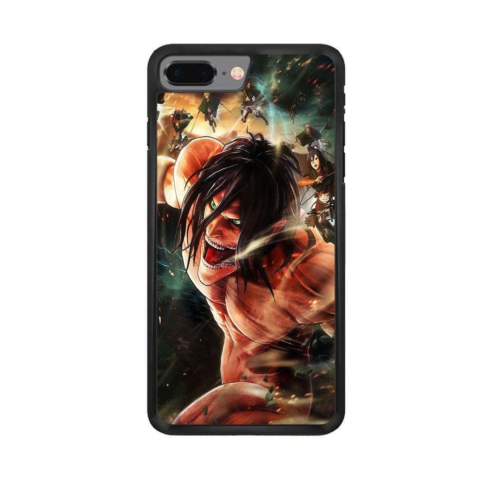 Eren and Survey Corps Team iPhone 8 Plus Case-Rubber / Black (2D Case)-Xtracase