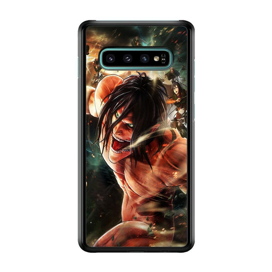 Eren and Survey Corps Team Samsung Galaxy S10 Plus Case-Rubber / White (2D Case)-Xtracase