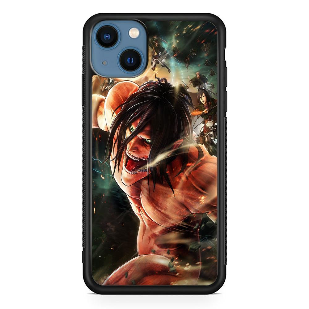 Eren and Survey Corps Team iPhone 13 Mini Case-Rubber / Black (2D Case)-Xtracase