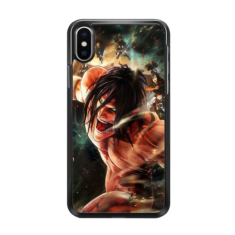 Eren and Survey Corps Team iPhone Xs Case-Rubber / Black (2D Case)-Xtracase