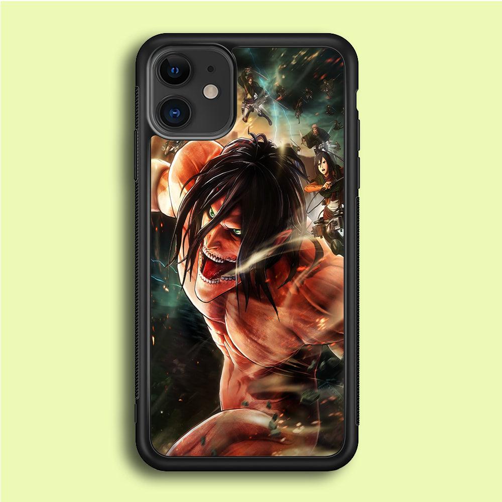 Eren and Survey Corps Team iPhone 12 Case-Rubber / Black (2D Case)-Xtracase
