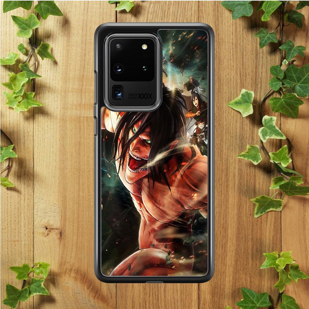 Eren and Survey Corps Team Samsung Galaxy S20 Ultra Case-Plastic / Full Wrap (3D Case)-Xtracase