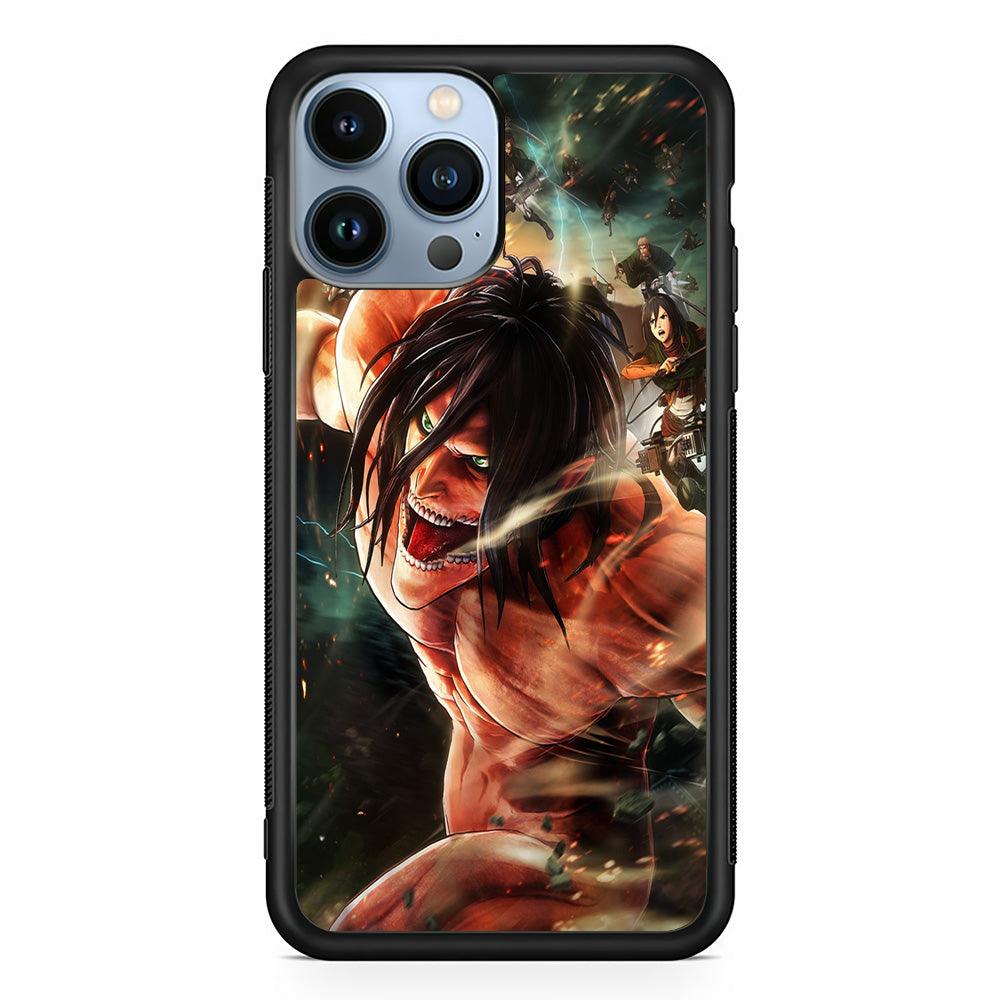 Eren and Survey Corps Team iPhone 13 Pro Case-Rubber / Black (2D Case)-Xtracase
