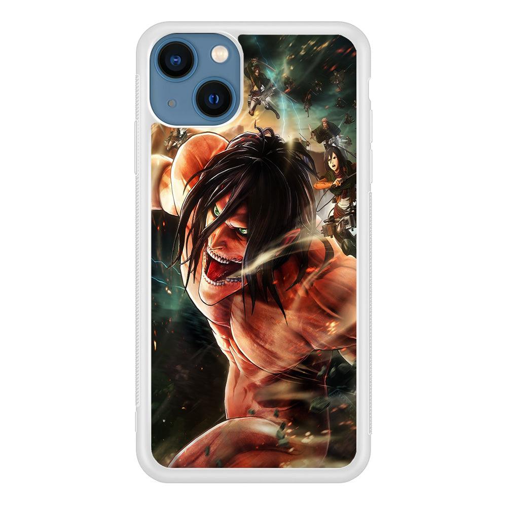 Eren and Survey Corps Team iPhone 13 Mini Case-Rubber / White (2D Case)-Xtracase