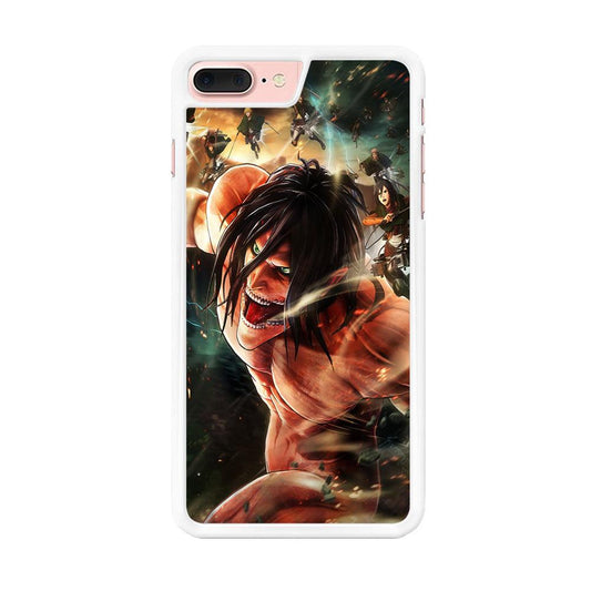 Eren and Survey Corps Team iPhone 8 Plus Case-Rubber / White (2D Case)-Xtracase