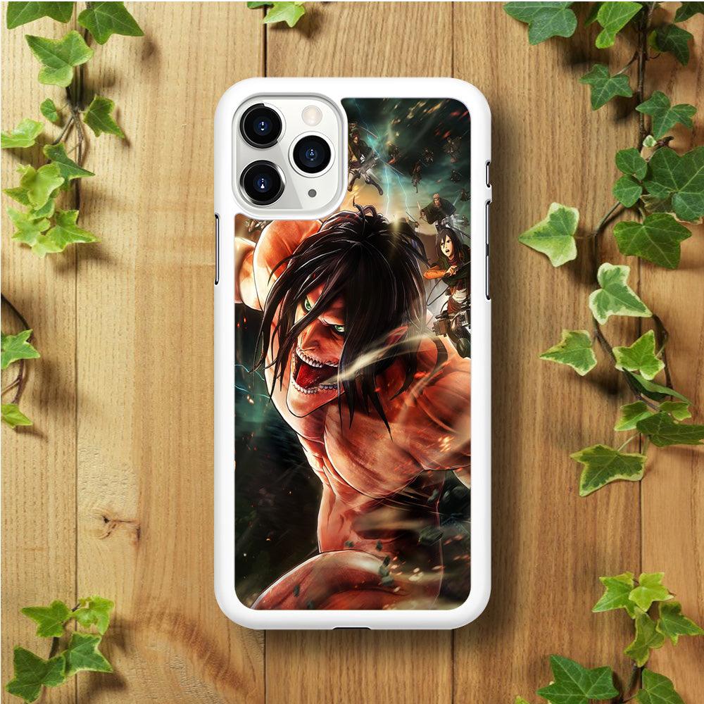 Eren and Survey Corps Team iPhone 11 Pro Max Case-Rubber / White (2D Case)-Xtracase