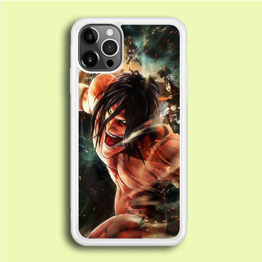 Eren and Survey Corps Team iPhone 12 Pro Case-Rubber / White (2D Case)-Xtracase