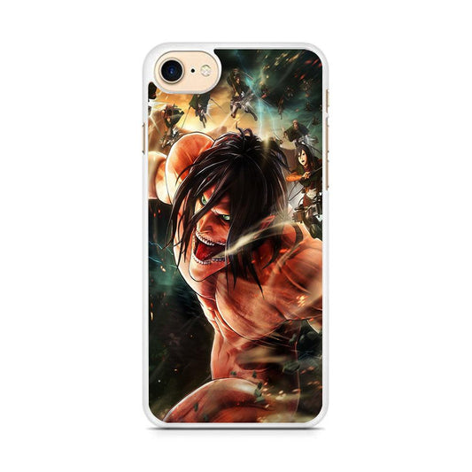 Eren and Survey Corps Team iPhone 8 Case-Rubber / White (2D Case)-Xtracase
