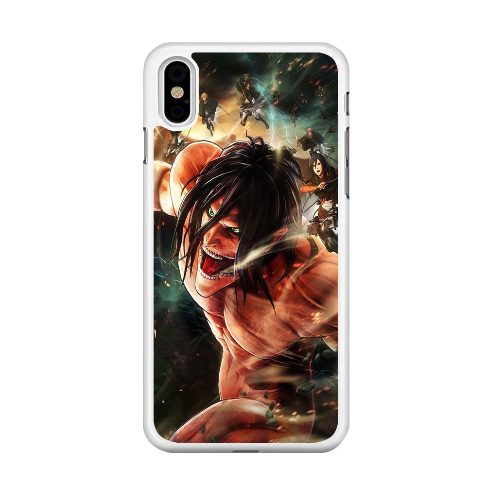 Eren and Survey Corps Team iPhone Xs Case-Rubber / White (2D Case)-Xtracase