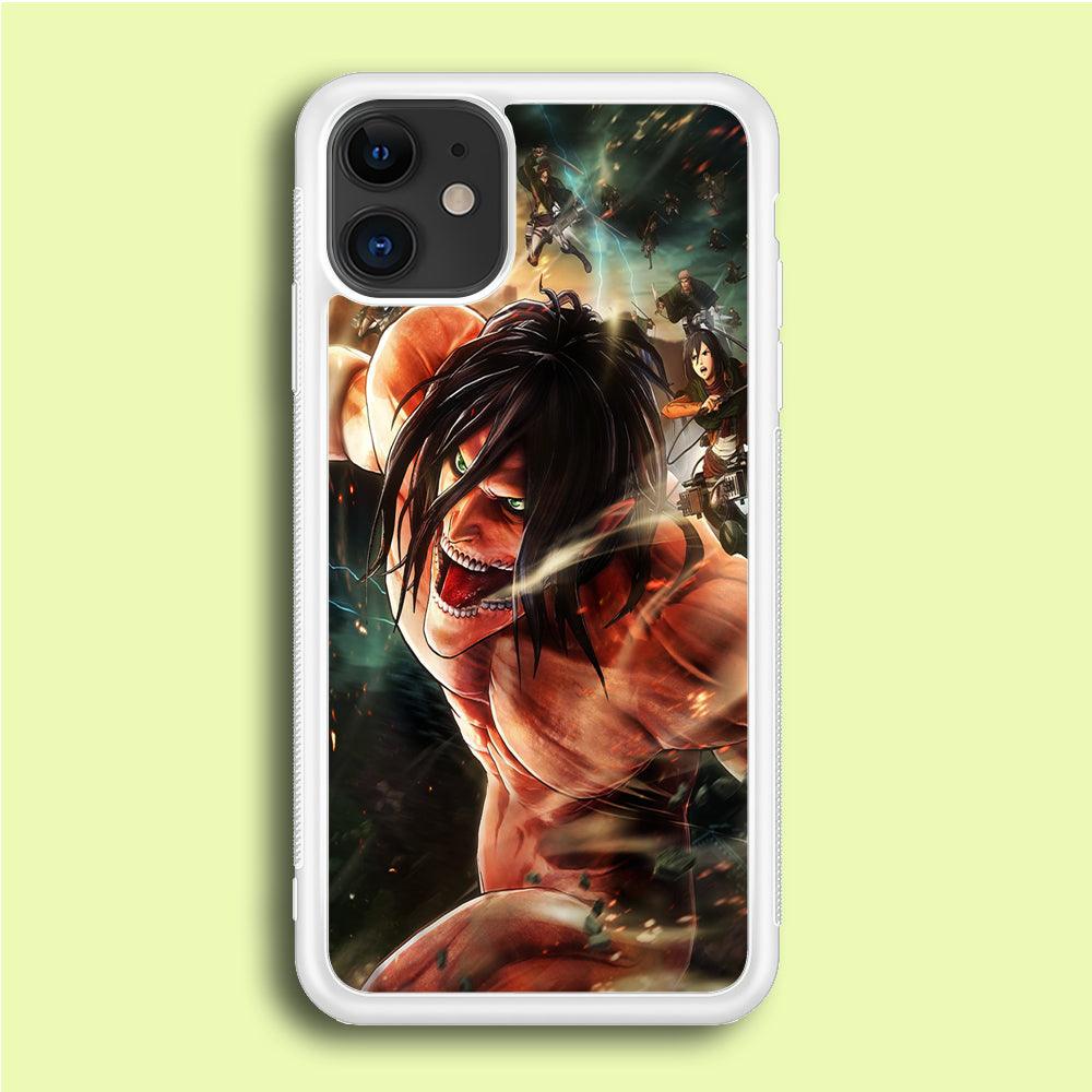 Eren and Survey Corps Team iPhone 12 Mini Case-Rubber / White (2D Case)-Xtracase