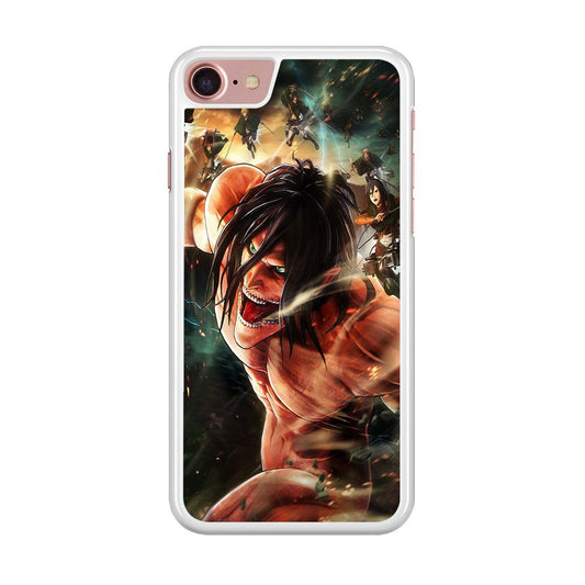 Eren and Survey Corps Team iPhone SE 2020 Case-Rubber / White (2D Case)-Xtracase