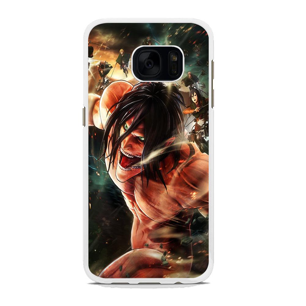 Eren and Survey Corps Team Samsung Galaxy S7 Edge Case-Rubber / White (2D Case)-Xtracase