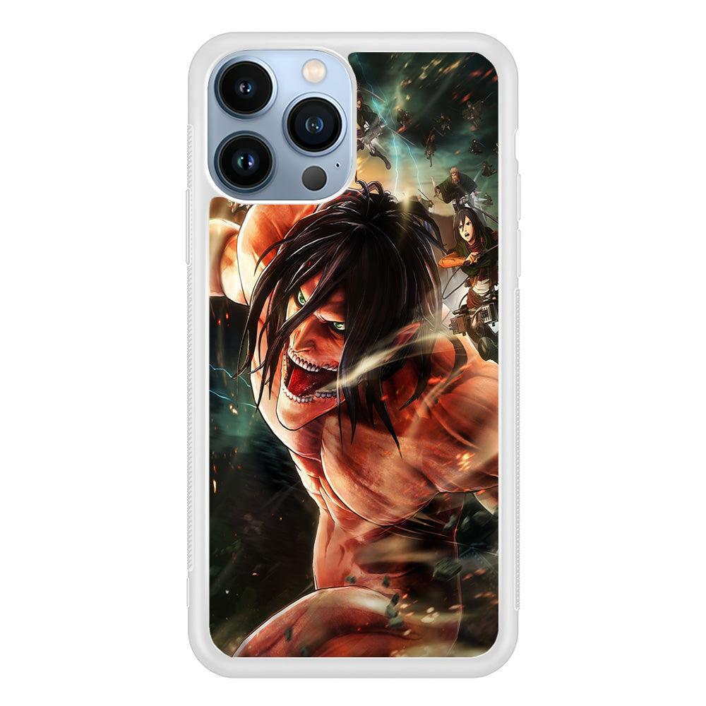 Eren and Survey Corps Team iPhone 13 Pro Case-Rubber / White (2D Case)-Xtracase