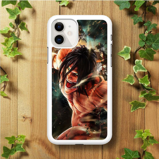 Eren and Survey Corps Team iPhone 11 Case-Rubber / White (2D Case)-Xtracase
