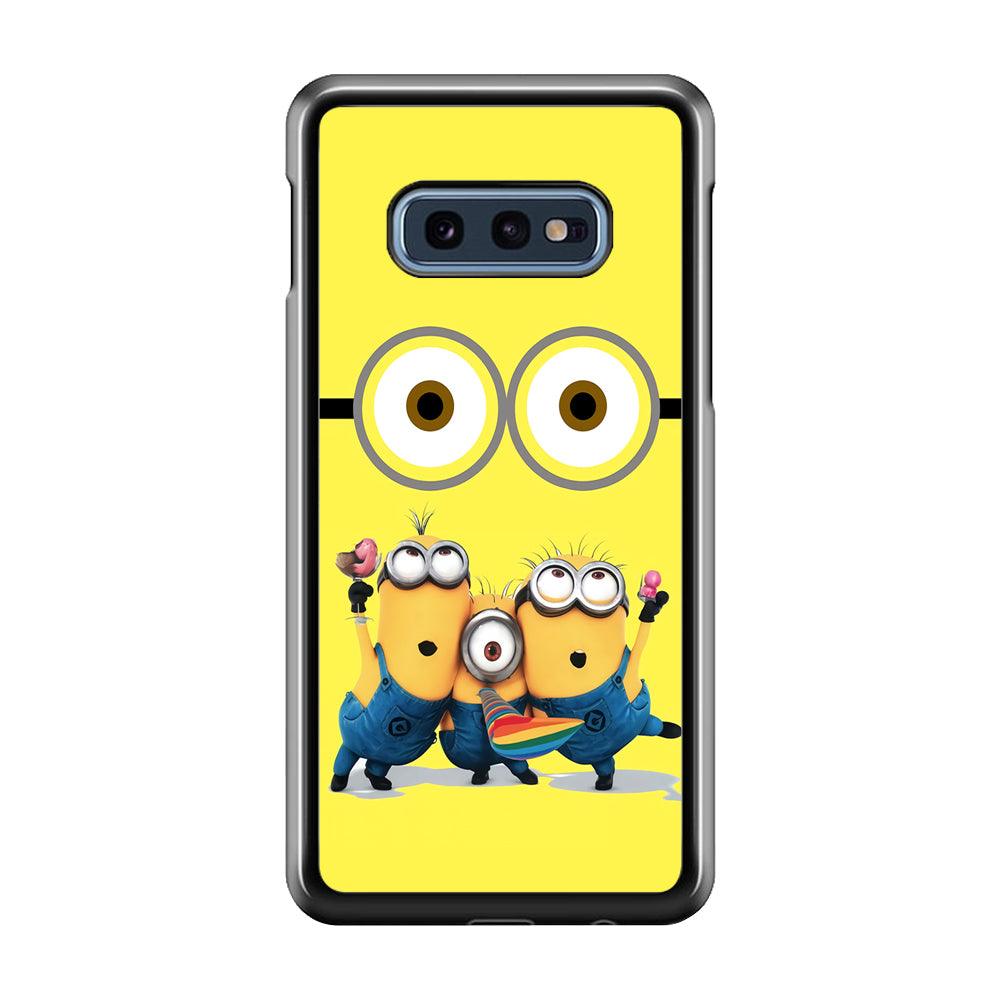 Eyes and Three Minions Samsung Galaxy S10E Case-Plastic / Full Wrap (3D Case)-Xtracase