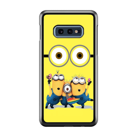 Eyes and Three Minions Samsung Galaxy S10E Case-Plastic / Full Wrap (3D Case)-Xtracase