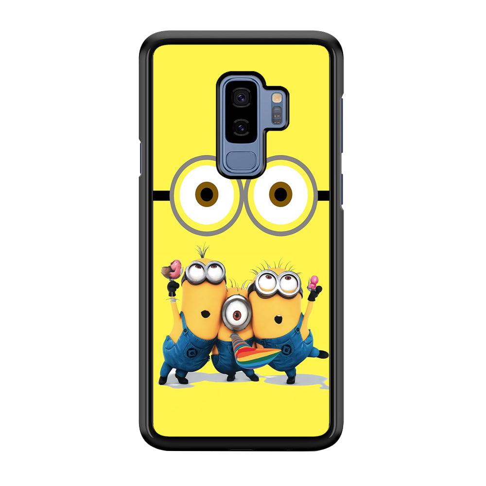 Eyes and Three Minions Samsung Galaxy S9 Plus Case-Plastic / Full Wrap (3D Case)-Xtracase
