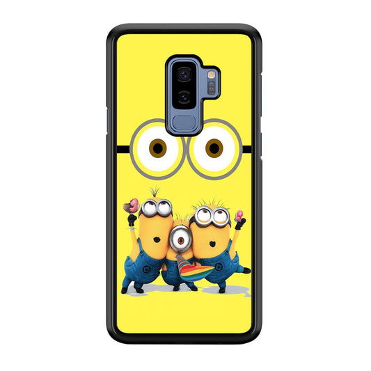 Eyes and Three Minions Samsung Galaxy S9 Plus Case-Plastic / Full Wrap (3D Case)-Xtracase