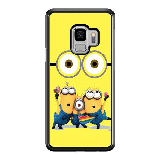 Eyes and Three Minions Samsung Galaxy S9 Case-Plastic / Full Wrap (3D Case)-Xtracase