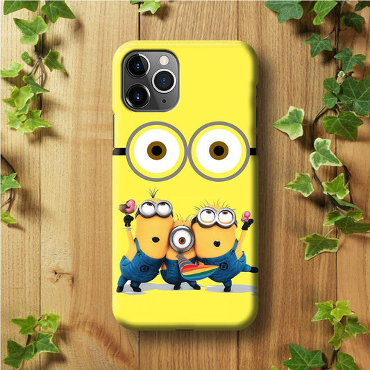 Eyes and Three Minions iPhone 11 Pro Case-Plastic / Full Wrap (3D Case)-Xtracase