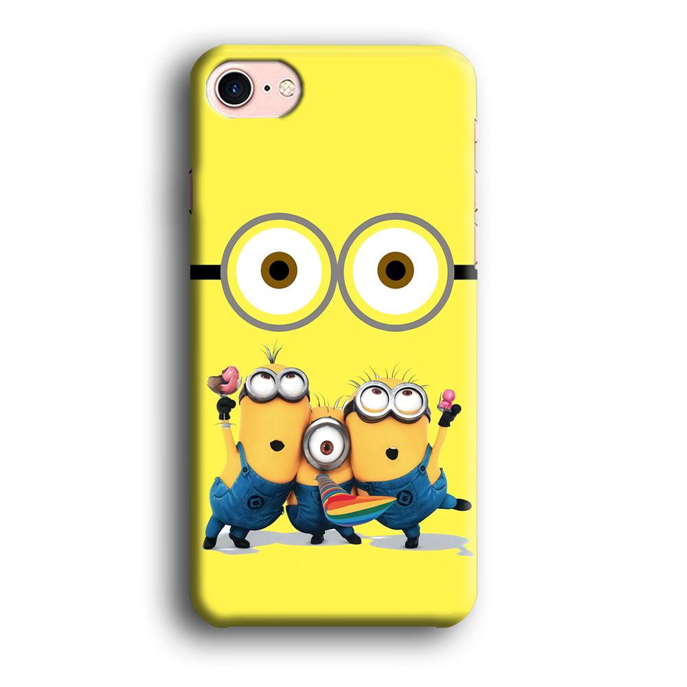Eyes and Three Minions iPhone SE 2020 Case-Plastic / Full Wrap (3D Case)-Xtracase