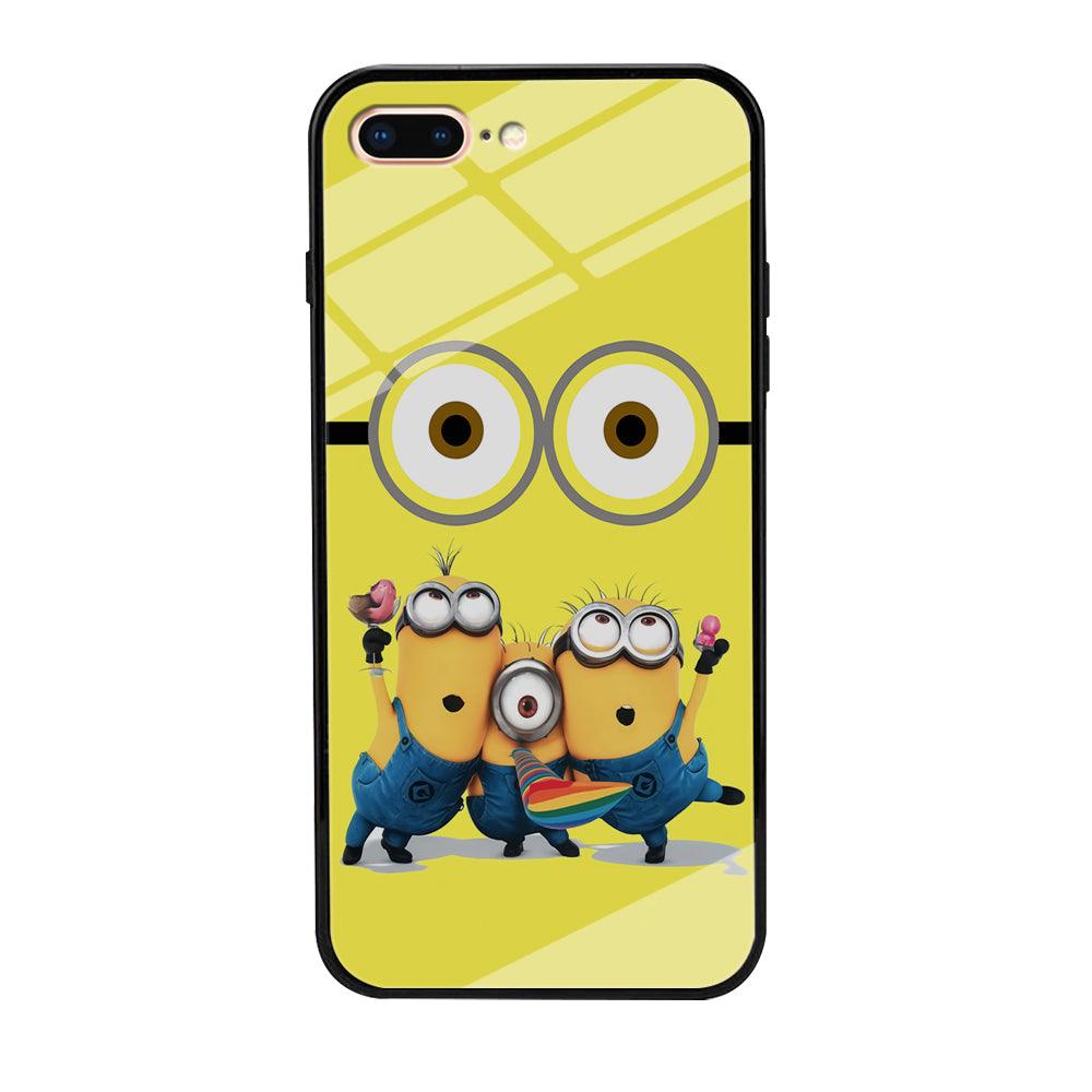 Eyes and Three Minions iPhone 7 Plus Case-Tempered Glass Case-Xtracase