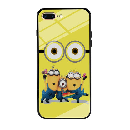 Eyes and Three Minions iPhone 7 Plus Case-Tempered Glass Case-Xtracase