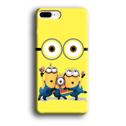 Eyes and Three Minions iPhone 7 Plus Case-Rubber / Black (2D Case)-Xtracase