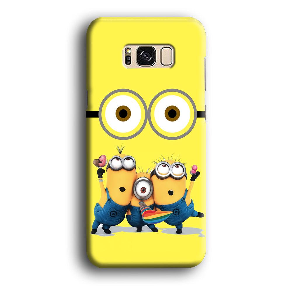 Eyes and Three Minions Samsung Galaxy S8 Case-Plastic / Full Wrap (3D Case)-Xtracase