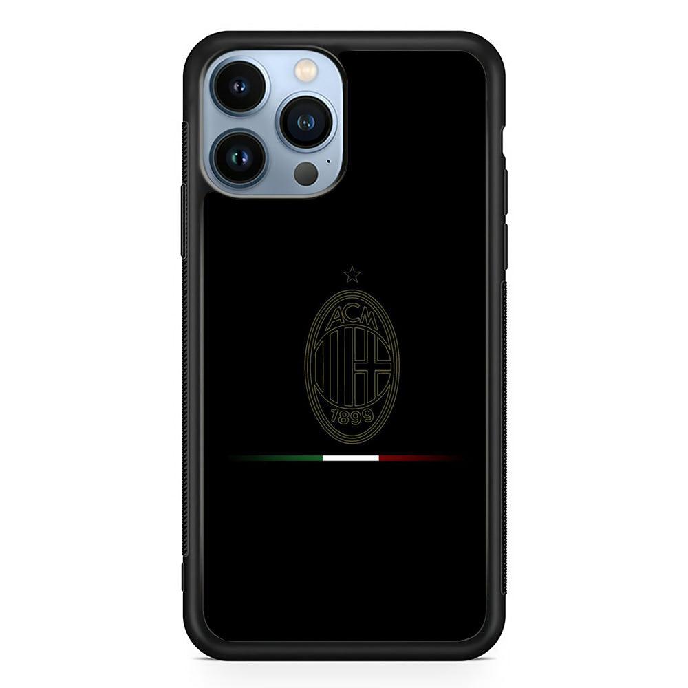 FB AC Milan iPhone 13 Pro Max Case-Rubber / Black (2D Case)-Xtracase