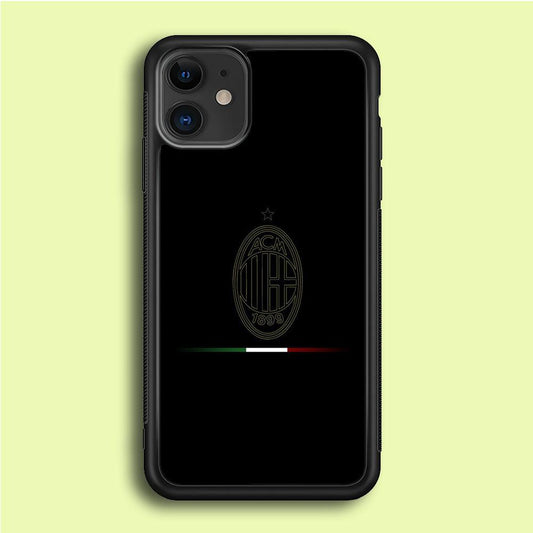 FB AC Milan iPhone 12 Case-Rubber / Black (2D Case)-Xtracase