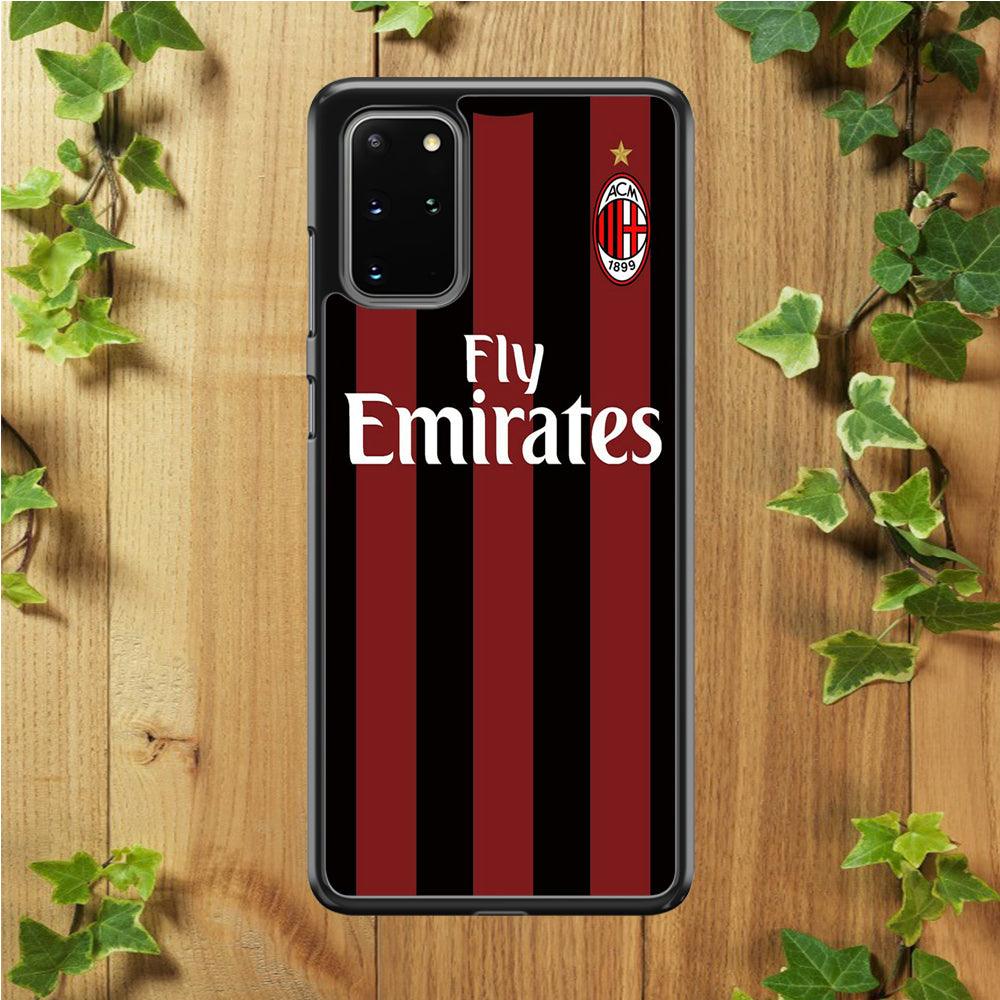 FB AC Milan Jersey Samsung Galaxy S20 Plus Case-Rubber / White (2D Case)-Xtracase