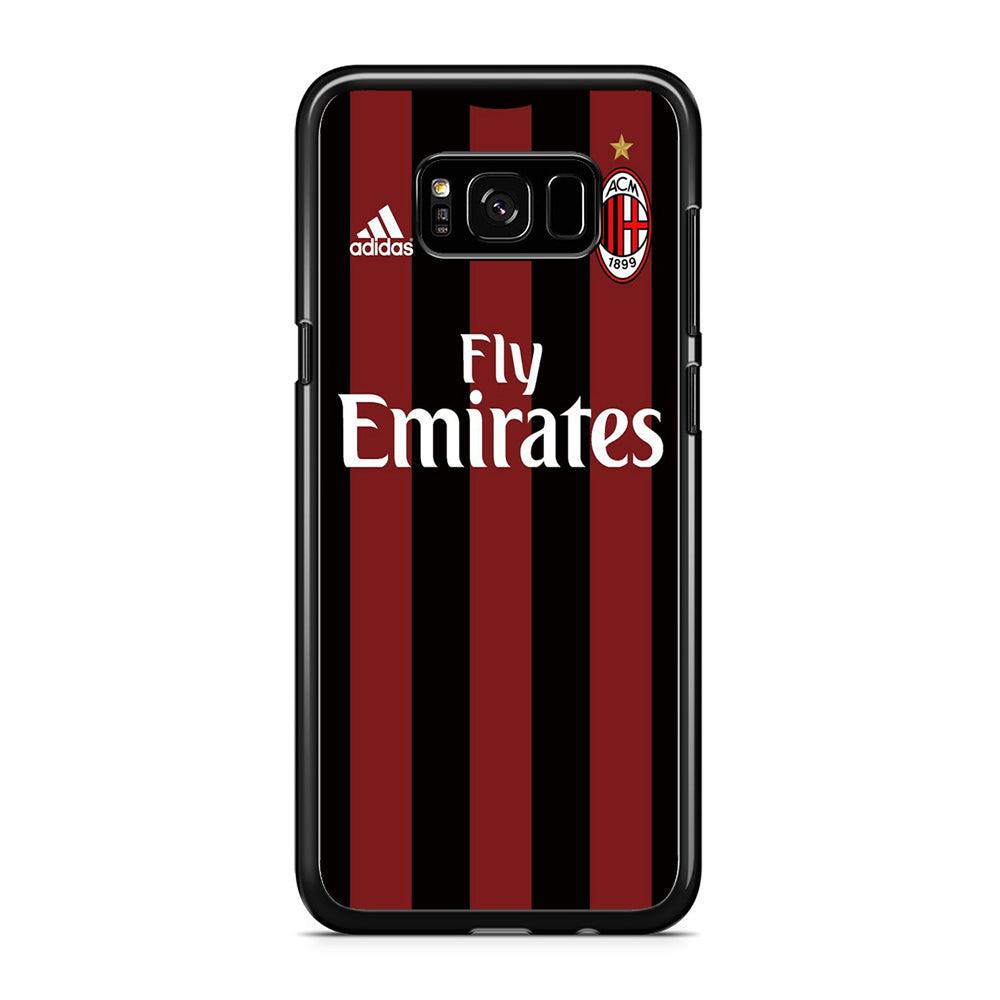 FB AC Milan Jersey Samsung Galaxy S8 Case-Rubber / Black (2D Case)-Xtracase