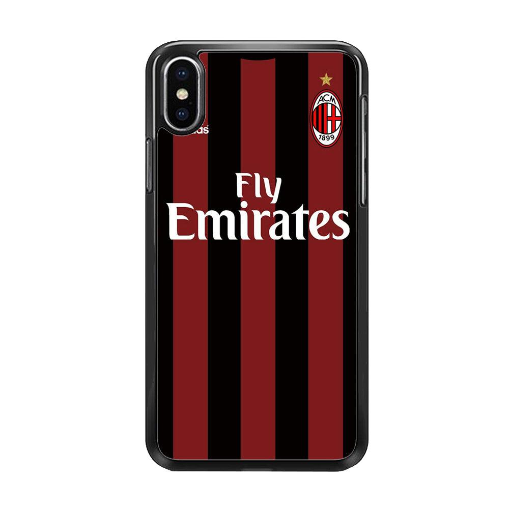FB AC Milan Jersey iPhone Xs Case-Rubber / Black (2D Case)-Xtracase